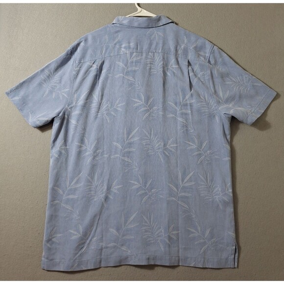 Tommy Bahama Camp Shirt Mens L Blue Silk Floral Hawaiian Relax Beach Party - Picture 5 of 7